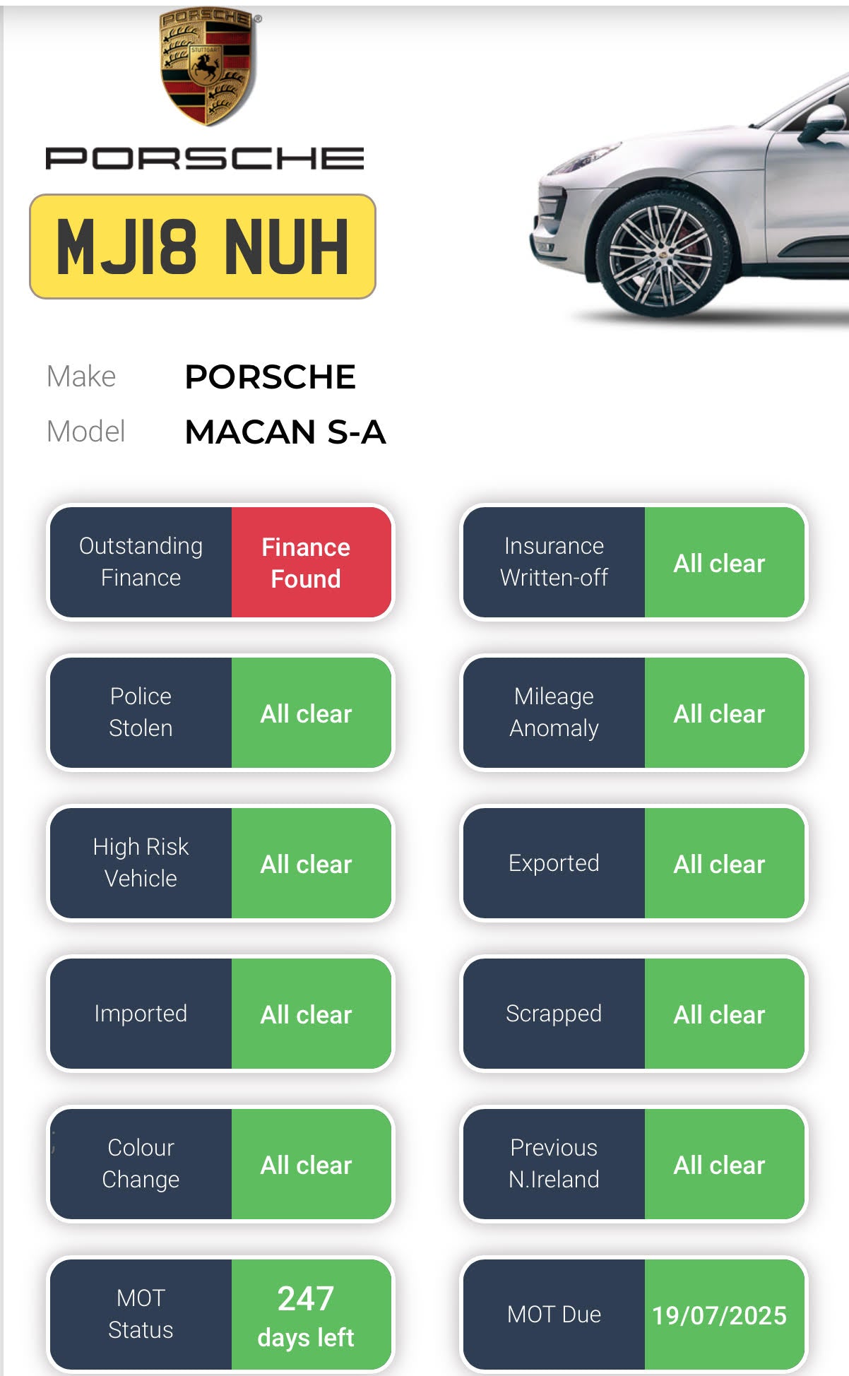 Full Vehicle History Report.